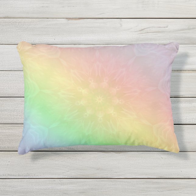 Almofada Para Ambientes Externos Design do Rainbow Pastel Mandala (Frente)