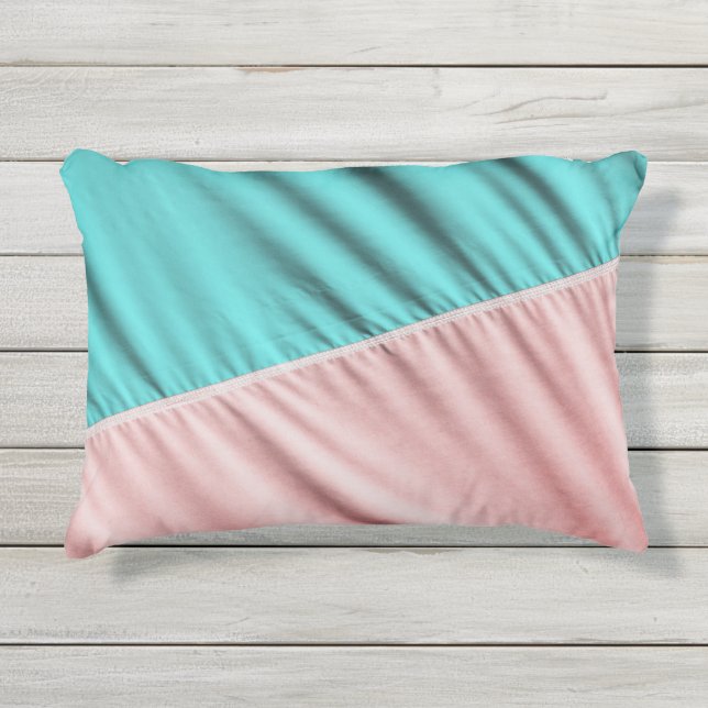 Almofada Para Ambientes Externos Divertido! Tecido rosa e verde (Frente)