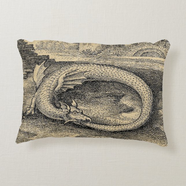 Almofada Para Ambientes Externos Dragão Ouroboros Medieval (Verso)