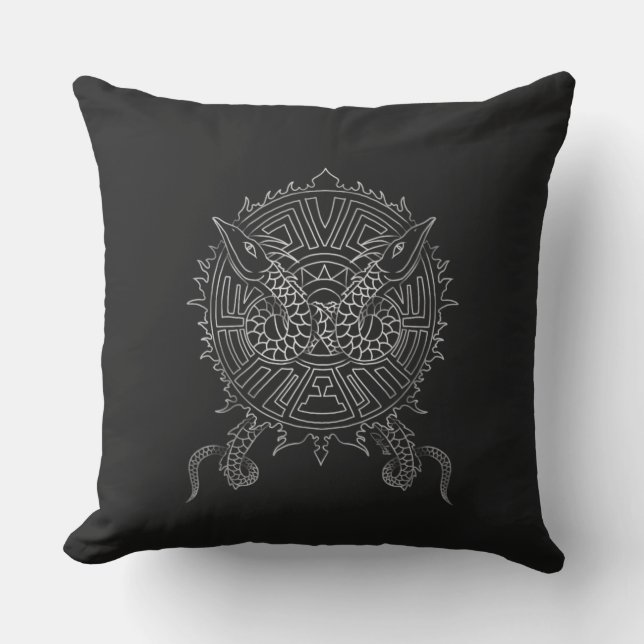 Almofada Para Ambientes Externos Dragon Mandala Tattoo Design (Frente)