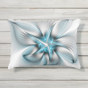Almofada Para Ambientes Externos Elegância Floral Moderna Abstrato Azul Arte Fracta