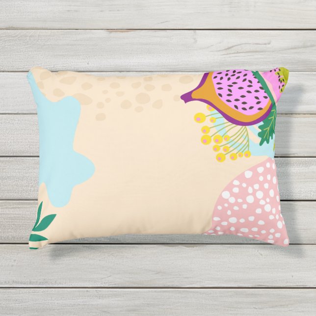 Almofada Para Ambientes Externos Elegante padrão rosa e abstrato (Frente)