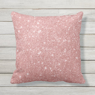 Almofada Para Ambientes Externos Elegante Rosa de Lúpulo Glitter Faux Glitter