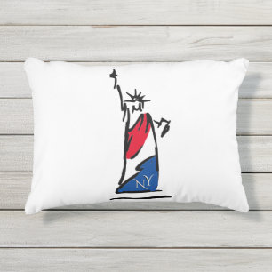 Almofada Para Ambientes Externos Estátua da Liberdade NY Vermelho Branco e Azul