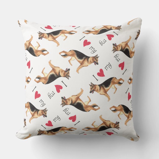 Almofada Para Ambientes Externos Eu amo meu german shepherd (Frente)