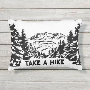 Almofada Para Ambientes Externos Faça uma citação de Hike, paisagem monocromática d