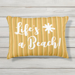 Almofada Para Ambientes Externos Faixa Verde de Mostarda Dourada Personalizada