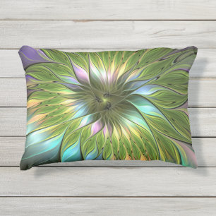 Almofada Para Ambientes Externos Fantasia Colorida Luminosa Flores Arte Fractal