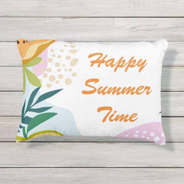 Almofada Para Ambientes Externos Feliz verão, bonitinha, abstrato e frutas (Verso)