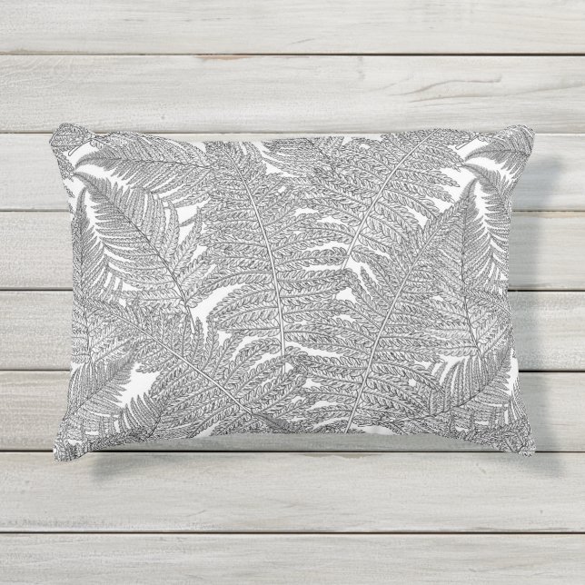 Almofada Para Ambientes Externos Fern em preto e branco (Frente)