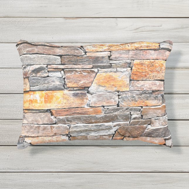 Almofada Para Ambientes Externos Flagstone | padrão natural de pedra | tijolos (Frente)