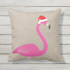 Almofada Para Ambientes Externos Flamingo do papai noel no travesseiro exterior de