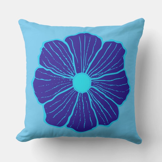 Almofada Para Ambientes Externos Flor Azul Havaiana (Frente)