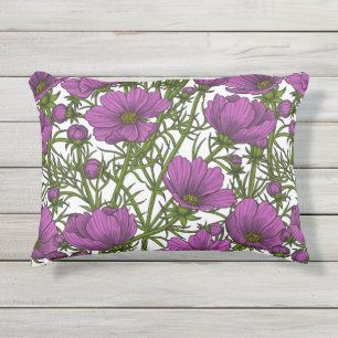 Almofada Para Ambientes Externos Flores de cosmos violetas