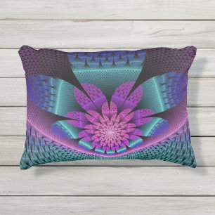 Almofada Para Ambientes Externos Flower Fractal - Incomum - Padrão Colorida Fantasi
