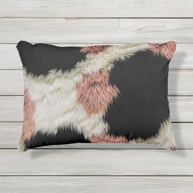 Almofada Para Ambientes Externos Fluffy Faux Fur Abstrato Impressão de Vaca - Paste (Frente)