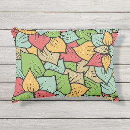 Almofada Para Ambientes Externos Folha botânica verde-rosa, cor-de-rosa, retrô