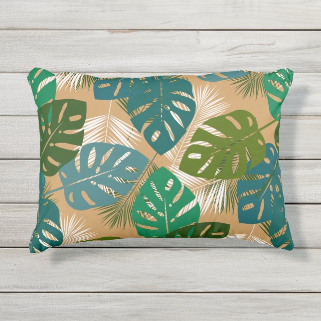Almofada Para Ambientes Externos Folhagem de Ilhas Tropicais (Frente)
