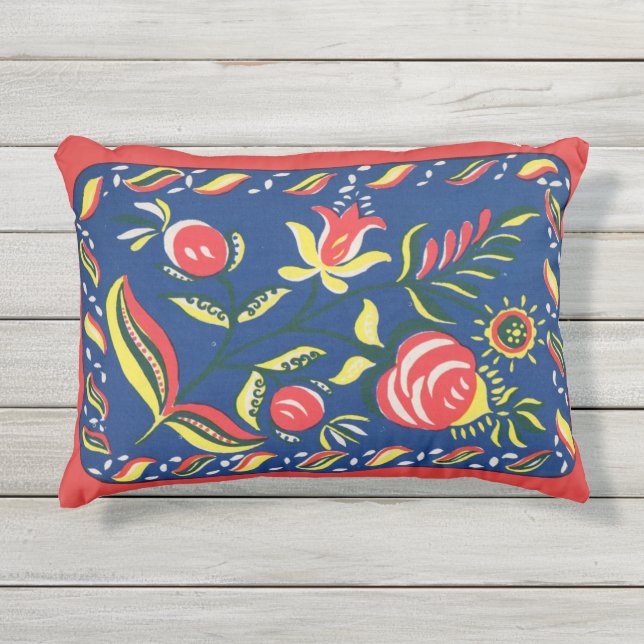 Almofada Para Ambientes Externos folky Pensilvânia Dutch Motif (Frente)