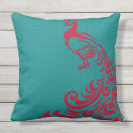 Almofada Para Ambientes Externos French-Country-Red_Peacocks-Outdoor-Indoor