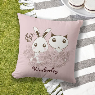 Almofada Para Ambientes Externos Gatinhos Bonitos Amigos Animais Rosa Meninas Rosa