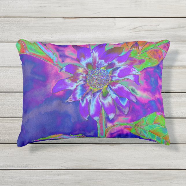 Almofada Para Ambientes Externos Girassol púrpura do gênero Chic boho (Frente)