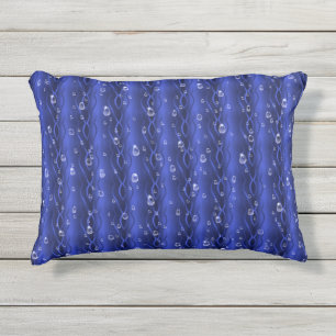 Almofada Para Ambientes Externos Gotas de chuva em metal azul