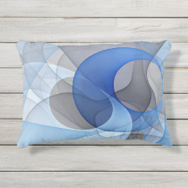 Almofada Para Ambientes Externos Gráfico de Arte Fractal de Cinza Azul Moderno