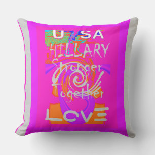 Almofada Para Ambientes Externos Hillary rosa bebê EUA Presidente mais forte juntos