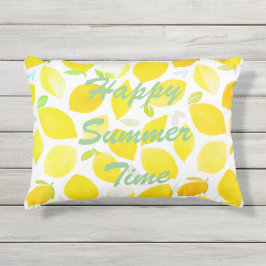 Almofada Para Ambientes Externos Horário de verão, citrinos, padrão amarelo, branco