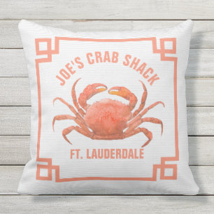 Almofada Para Ambientes Externos Ilustração das Aquarelas do Caranguejo Laranja