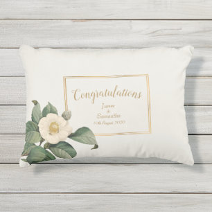 Almofada Para Ambientes Externos Ilustração Simples do Floral Branco Presente de