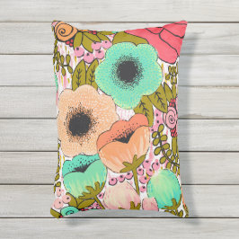 Almofada Para Ambientes Externos Impressão Botânica Pintada