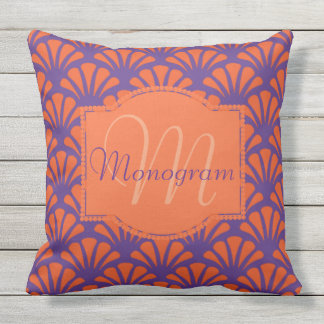 Almofada Para Ambientes Externos Laranja & design roxo com monograma