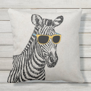 Almofada Para Ambientes Externos Legal desenho de zebra engraçada com óculos de t