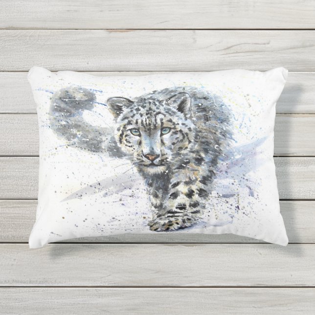 Almofada Para Ambientes Externos Leopardo de neve (Frente)