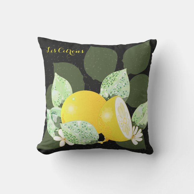 Almofada Para Ambientes Externos Les Citrons Black (Frente)