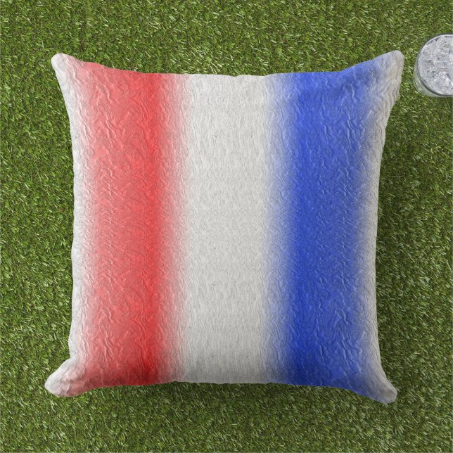 Almofada Para Ambientes Externos Listra Azul Branco e Vermelho (Grama)