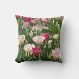 Almofada Para Ambientes Externos luz e throwpillow cor-de-rosa escuro da tulipa