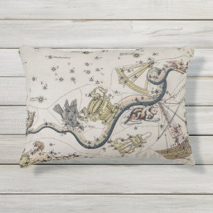 Almofada Para Ambientes Externos Mapa Astronômico da Vintage