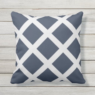 Almofada Para Ambientes Externos Marinho moderno - Blue and White Crises Cross Stri