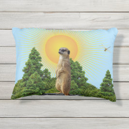 Almofada Para Ambientes Externos Meerkat Animal w/Dragonfly (imagem traseira e fron