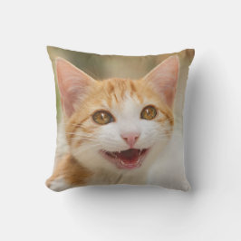 Almofada Para Ambientes Externos Meow engraçado de sorriso bonito do gato do