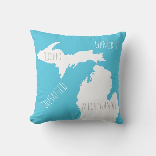 Almofada Para Ambientes Externos Michigan Map Yooper Unsalted Michigander (Frente)