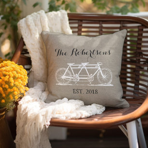 Almofada Para Ambientes Externos Monograma de Casamento de Bicicleta Rustic Vintage