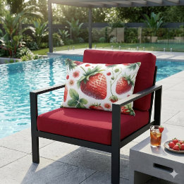 Almofada Para Ambientes Externos Morango Vermelho em Branco