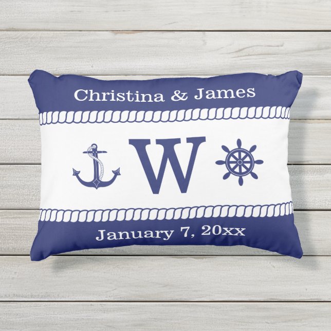 Almofada Para Ambientes Externos Náutico Captina Ancoragem de Roda Adicionar Nomes  (Frente)