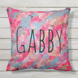 Almofada Para Ambientes Externos Nome personalizado colorido do teste padrão de