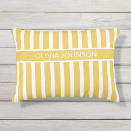 Almofada Para Ambientes Externos Nome Personalizável em Faixa Amarela de Verão
