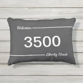 Almofada Para Ambientes Externos Número da Casa de Morada da Rua Branca e Cinzas Si